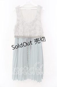 axes femme / ローズ×プリーツドレス  グリーン×グレー O-25-11-17-051-AX-OP-IG-OS