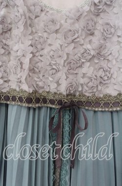 画像2: axes femme / ローズ×プリーツドレス  グリーン×グレー O-25-11-17-051-AX-OP-IG-OS