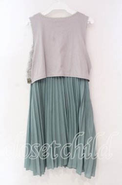 画像3: axes femme / ローズ×プリーツドレス  グリーン×グレー O-25-11-17-051-AX-OP-IG-OS