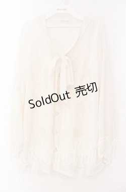 画像1: axes femme / フラワー刺繍ボウタイブラウス  オフ O-25-11-17-053-AX-BL-IG-OS