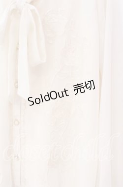 画像2: axes femme / フラワー刺繍ボウタイブラウス  オフ O-25-11-17-053-AX-BL-IG-OS