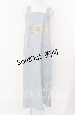 画像1: 【SALE】KETTY / ひまわりプリントエプロン  ブルー O-25-11-17-005-EL-OP-IG-ZT447