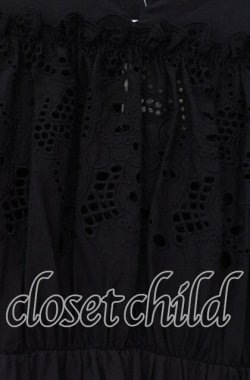 画像2: axes femme NOSTALGIE / コットン刺繍切り替えワンピース  クロ O-25-11-17-059-AX-OP-IG-OS