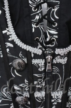 画像2: Qutie Frash / ジャガードコルセットベスト  ブラック×シルバー O-25-11-17-1013-QU-TO-IG-ZT222