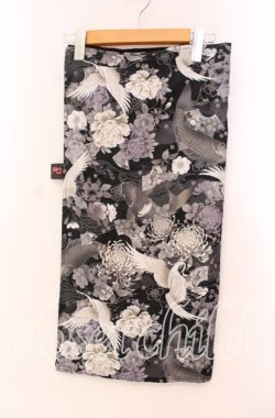 画像1: Qutie Frash / 2022浴衣4点SET 風呂敷単品  蓮ブラック O-25-11-17-066-QU-ZA-IG-OS