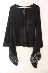 Qutie Frash / クロス着物T  ブラック O-25-11-17-068-QU-TO-IG-OS