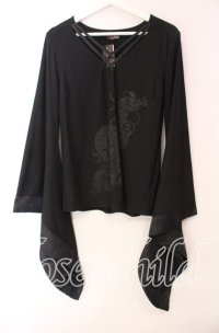 Qutie Frash / クロス着物T  ブラック O-25-11-17-068-QU-TO-IG-OS