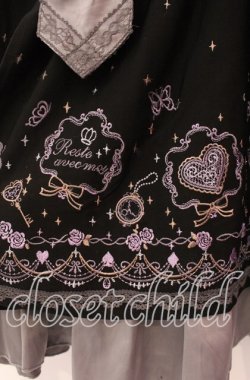 画像2: axes femme / メルヘン刺繍スカート  グレー×クロ O-25-11-17-012-AX-SK-IG-OS