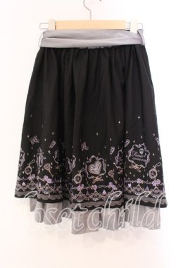 画像3: axes femme / メルヘン刺繍スカート  グレー×クロ O-25-11-17-012-AX-SK-IG-OS