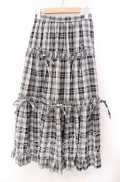 axes femme POETIQUE / チェック柄ティアードスカート M クロ O-25-11-17-014-AX-SK-OW-OS