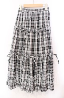 画像1: axes femme POETIQUE / チェック柄ティアードスカート M クロ O-25-11-17-014-AX-SK-OW-OS