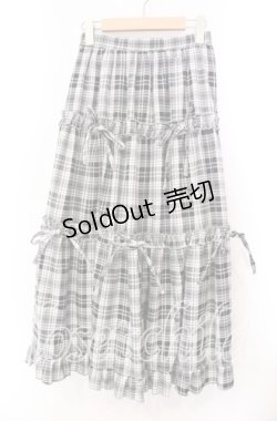 画像1: axes femme POETIQUE / チェック柄ティアードスカート M クロ O-25-11-17-014-AX-SK-OW-OS