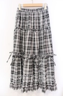 画像3: axes femme POETIQUE / チェック柄ティアードスカート M クロ O-25-11-17-014-AX-SK-OW-OS