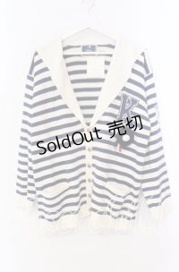 KETTY / 帽子ブローチボーダーセーラーカーディガン  アイボリー×ネイビー O-25-11-17-017-EL-TO-IG-OS