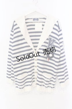 画像1: KETTY / 帽子ブローチボーダーセーラーカーディガン  アイボリー×ネイビー O-25-11-17-017-EL-TO-IG-OS