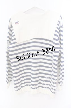 画像4: KETTY / 帽子ブローチボーダーセーラーカーディガン  アイボリー×ネイビー O-25-11-17-017-EL-TO-IG-OS