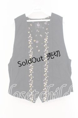 画像1: 【SALE】KETTY / パンジー刺繍ベスト  クロ×パープル O-25-11-17-021-EL-TO-IG-ZT449