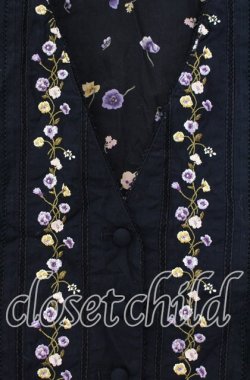 画像2: KETTY / パンジー刺繍ベスト  クロ×パープル O-25-11-17-021-EL-TO-IG-OS