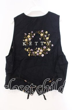 画像3: KETTY / パンジー刺繍ベスト  クロ×パープル O-25-11-17-021-EL-TO-IG-OS