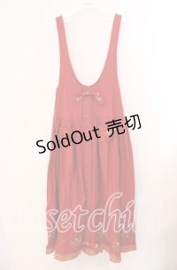 PINK HOUSE / 裾刺繍ジャンパースカート  アカ O-25-11-17-025-LO-OP-IG-OS