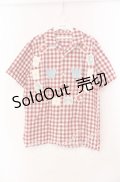 【SALE】WONDERFUL WORLD / ロゴパッチギンガムシャツ  アカ×シロ O-25-11-17-026-LO-BL-IG-ZT447