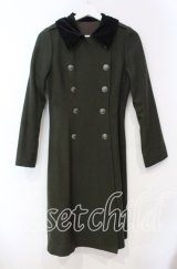 Belette / 別珍切り替えロングコート  グリーン×ブラック O-25-11-18-047-LO-OP-IG-OS