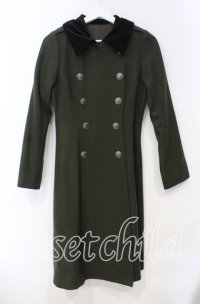 Belette / 別珍切り替えロングコート  グリーン×ブラック O-25-11-18-047-LO-OP-IG-OS