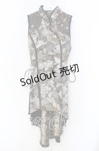 Qutie Frash / 和柄チャイナワンピ  ブラウン O-25-11-18-056-QU-OP-OW-OS