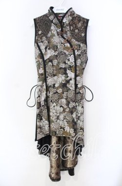 画像1: Qutie Frash / 和柄チャイナワンピ  ブラウン O-25-11-18-056-QU-OP-OW-OS