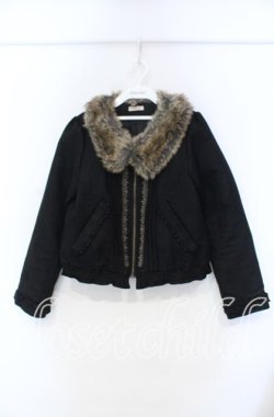 画像1: axes femme / ファー襟ブルゾン M クロ O-25-11-18-007-AX-TO-OW-OS