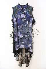 Qutie Frash / 和柄チャイナワンピ  ブルー O-25-11-18-058-QU-OP-OW-OS