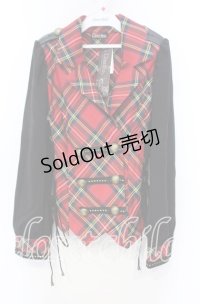 Qutie Frash / タータンダブルテーラードジャケット  レッド O-25-11-18-059-QU-JA-OW-OS