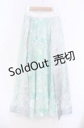 Qutie Frash / 和柄プリーツロンスカ  ミントグリーン O-25-11-18-062-QU-SK-OW-OS