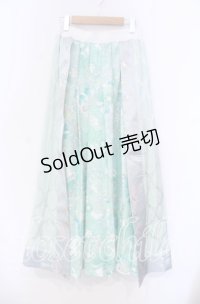 Qutie Frash / 和柄プリーツロンスカ  ミントグリーン O-25-11-18-062-QU-SK-OW-OS