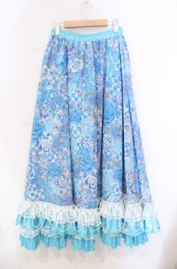 画像3: Qutie Frash / 和柄ロングスカート  ライトブルー O-25-11-18-063-QU-SK-OW-OS