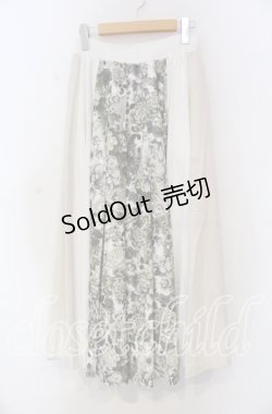 画像1: Qutie Frash / 和柄プリーツロングスカート  ホワイト O-25-11-18-065-QU-SK-OW-OS