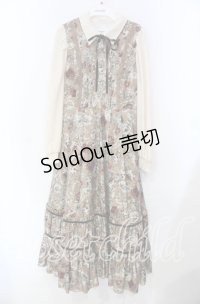 axes femme / クラシカルフラワーワンピース/ミュルーズ染織美術館コラボ F ベージュ O-25-11-18-008-AX-OP-OW-OS