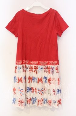 画像4: Jane Marple / The 30th Ribbonのトロンプルイユワンピース Ｍ アカ×アイボリー O-25-11-18-077-JM-OP-IG-OS