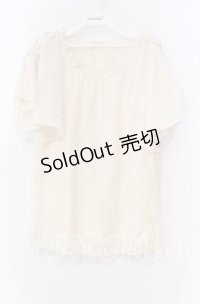 axes femme / 袖レースアップストライプブラウス Ｍ アイボリー O-25-11-18-084-AX-BL-IG-OS