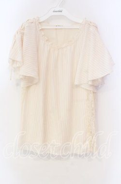画像1: axes femme / 袖レースアップストライプブラウス Ｍ アイボリー O-25-11-18-084-AX-BL-IG-OS