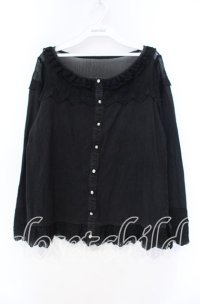 GRAMM / ロゴレースカーディガン風カットソー  ブラック O-25-11-18-085-HN-TO-IG-OS