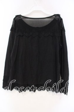 画像3: GRAMM / ロゴレースカーディガン風カットソー  ブラック O-25-11-18-085-HN-TO-IG-OS