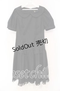 MIHO MATSUDA / ダブルボタンパフスリーブワンピース  ブラック O-25-11-18-091-GO-OP-IG-OS