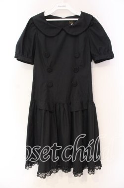 画像1: MIHO MATSUDA / ダブルボタンパフスリーブワンピース  ブラック O-25-11-18-091-GO-OP-IG-OS