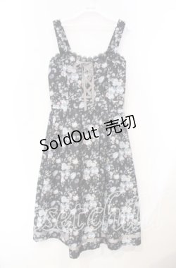 画像1: axes femme / ロマンティックローズ柄ジャンパースカート F クロ O-25-11-18-011-AX-OP-OW-OS