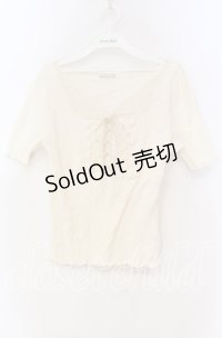 axes femme POETIQUE / レースアップテレコカットソー  アイボリー O-25-11-18-094-AX-TO-IG-OS