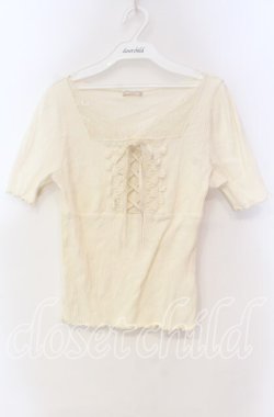 画像1: axes femme POETIQUE / レースアップテレコカットソー  アイボリー O-25-11-18-094-AX-TO-IG-OS