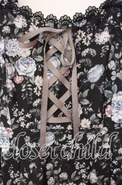 画像2: axes femme / ロマンティックローズ柄ジャンパースカート F クロ O-25-11-18-011-AX-OP-OW-OS