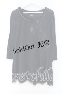 hEVEN / フロッキープリントワンピース  ブラック O-25-11-18-099-HN-OP-IG-OS