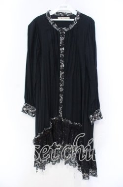 画像1: GRAMM / ヨークタックノーカラーワンピース  ブラック O-25-11-18-100-HN-OP-IG-OS